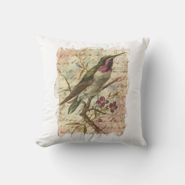 Vintage Hummingbird Cushion (Front)