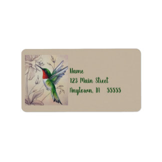 Vintage Hummingbird No. 6 Watercolor Art Label