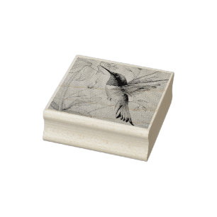 Vintage Hummingbird No. 6 Watercolor Art Rubber Stamp