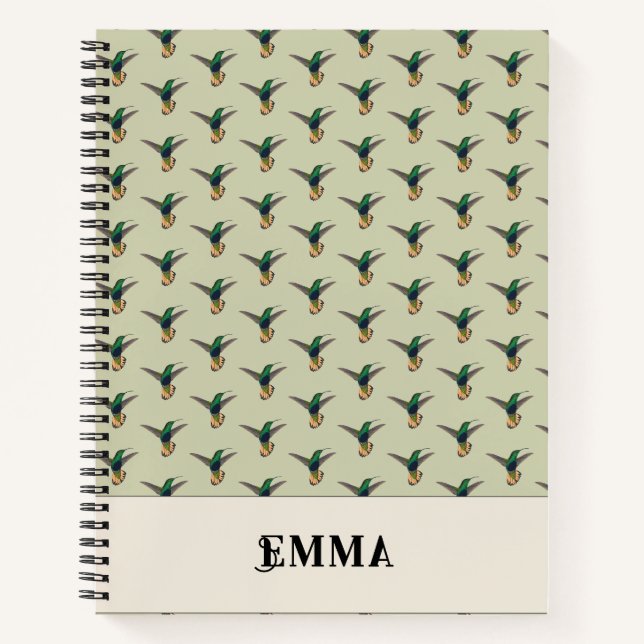 Vintage Hummingbird Personalised  Notebook (Front)