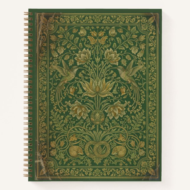 Vintage Hummingbird & Sleeping Fox Floral Journal (Front)