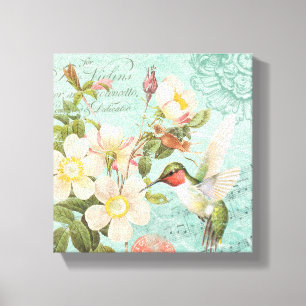 Vintage Hummingbird stretched canvas Print