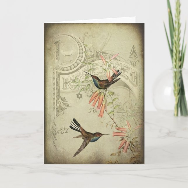 Vintage Hummingbirds Card (Front)
