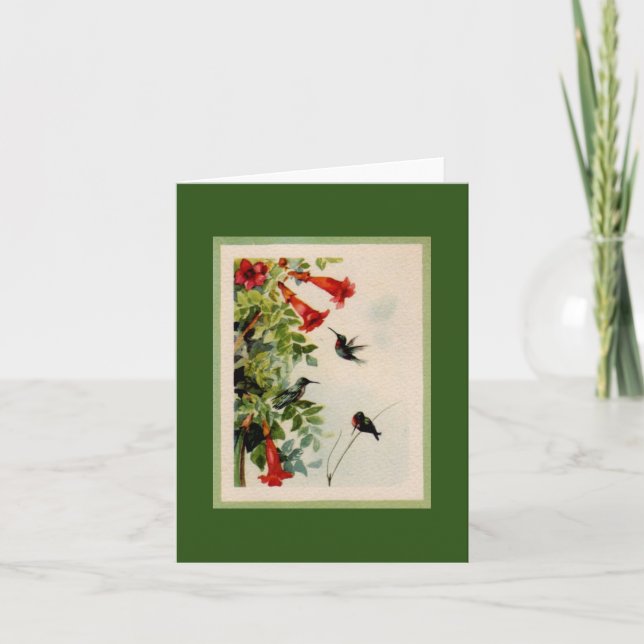 Vintage Hummingbirds Card (Front)