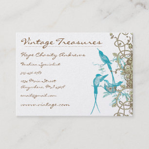 Vintage Hummingbirds Swirl Design Business Card