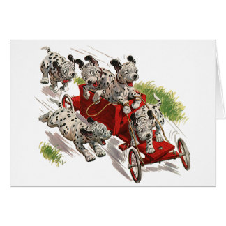 Vintage Humour Cute Dalmatian Puppy Dogs Fire