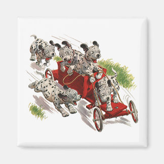 Vintage Humour Cute Dalmatian Puppy Dogs Fire Magnet