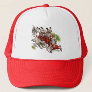 Vintage Humour Cute Dalmatian Puppy Dogs Fire Truc Trucker Hat