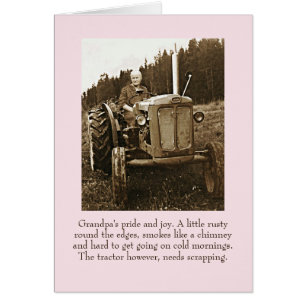 Vintage Humour Grandpa's tractor card