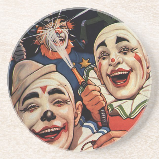 Vintage Humour, Laughing Circus Clowns and Police Coaster (Front)