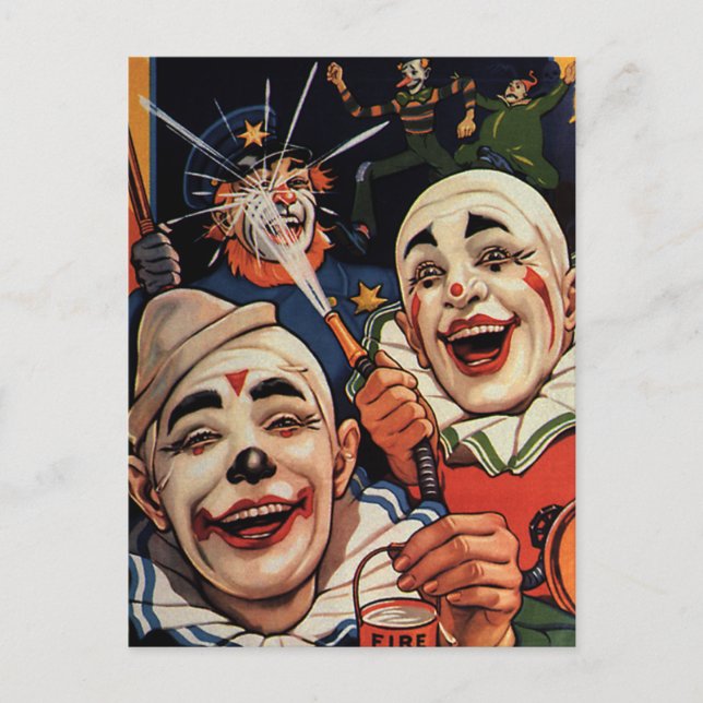Vintage Humour, Laughing Circus Clowns and Police Postcard (Front)
