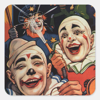 Vintage Humour, Laughing Circus Clowns and Police Square Sticker