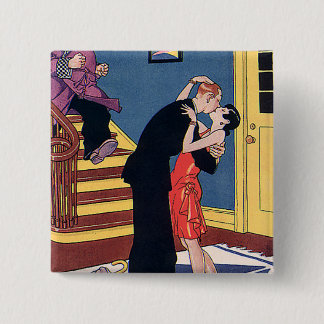 Vintage Humour, Love and Romance, Late Night Kiss 15 Cm Square Badge