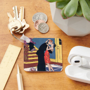 Vintage Humour, Love and Romance, Late Night Kiss Key Ring