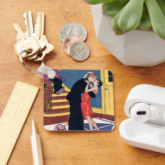 Vintage Humour, Love and Romance, Late Night Kiss Key Ring