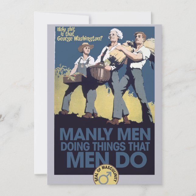 Vintage Humour Manly MEN Invitation (Front)
