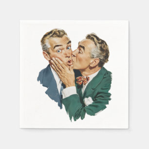 Vintage Humour Surprise Kiss Scene Napkin