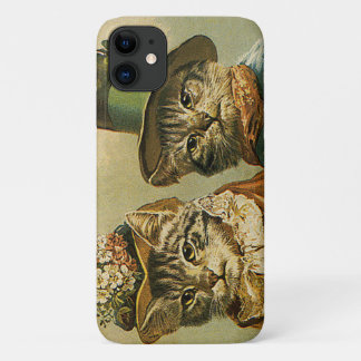 Vintage Humour, Victorian Bride Groom Cats in Hats Case-Mate iPhone Case