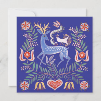 vintage Hungarian Folk Art Deer and Flowers