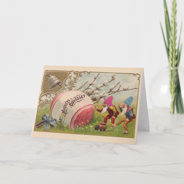 Vintage Hungarian Húsvéti üdvözlet Easter Card (Front)