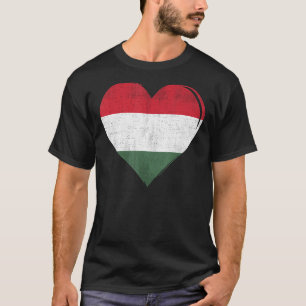 Vintage Hungary Flag Heart For Hungarian T-Shirt