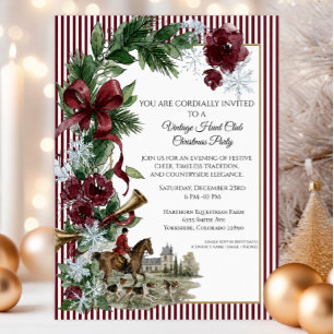 Vintage Hunt Club Christmas Party Invitation