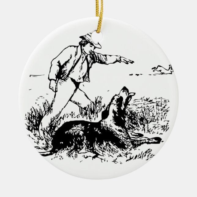 Vintage Hunter, Hare and Hound Christmas Ornament (Front)