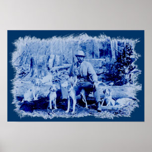 Vintage Hunter With Dogs Painted Poster