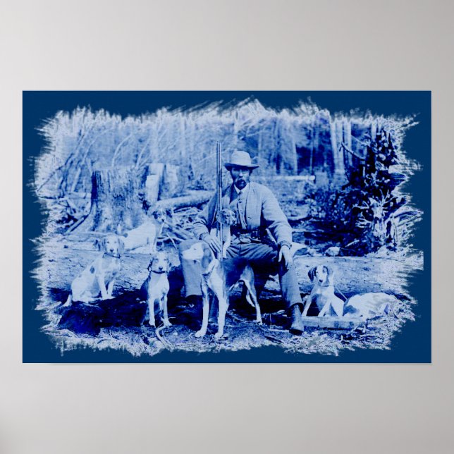 Vintage Hunter With Dogs Painted Poster (Front)