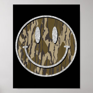 Vintage hunting camo smile face camouflage happy poster