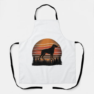 Vintage Hunting Dog Sunset Forest Vector Design_1 Apron