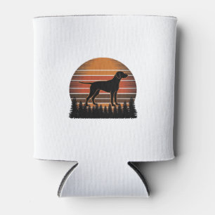 Vintage Hunting Dog Sunset Forest Vector Design_1 Can Cooler