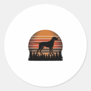 Vintage Hunting Dog Sunset Forest Vector Design_1 Classic Round Sticker