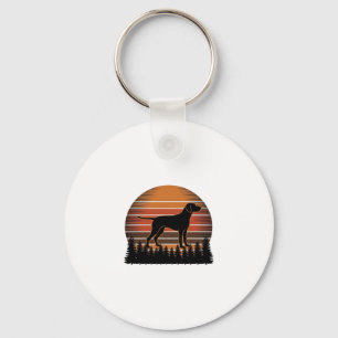 Vintage Hunting Dog Sunset Forest Vector Design_1 Key Ring