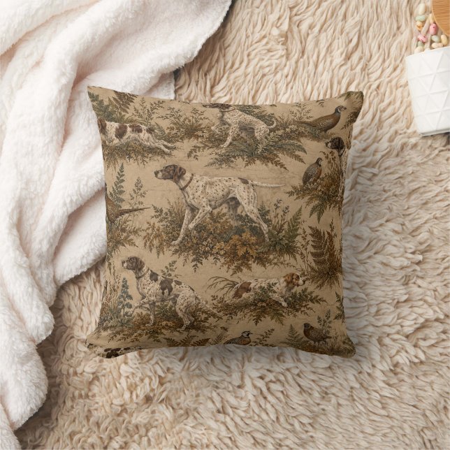 Vintage Hunting Dogs & Game Birds Pattern Cushion (Blanket)