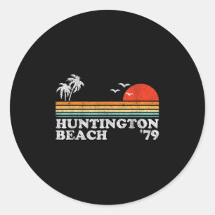 Vintage Huntington Beach California Retro Surfing Classic Round Sticker