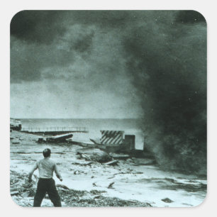 Vintage Hurricane Wave Square Sticker