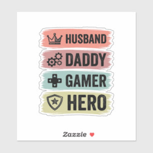 Vintage Husband Daddy Gamer Hero Geometric T-Shirt