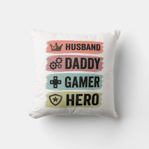 Vintage Husband Daddy Gamer Hero Geometric T-Shirt Cushion