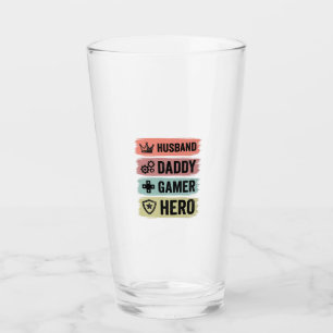 Vintage Husband Daddy Gamer Hero Geometric T-Shirt Glass