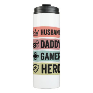 Vintage Husband Daddy Gamer Hero Geometric T-Shirt Thermal Tumbler