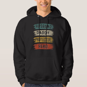 Vintage Husband Daddy Protector Dad Hero Happy Fat Hoodie