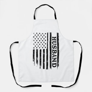 Vintage Husband Patriotic Flag Shirt Design_1 Apron