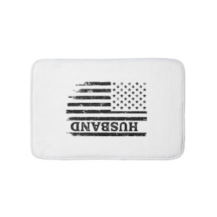 Vintage Husband Patriotic Flag Shirt Design_1 Bath Mat