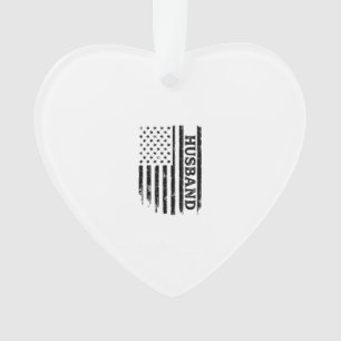 Vintage Husband Patriotic Flag Shirt Design_1 Ornament