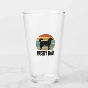 Vintage Husky Dad Retro Dog Vector Design_1 Glass