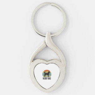 Vintage Husky Dad Retro Dog Vector Design_1 Key Ring