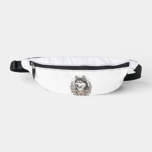Vintage Husky Floral Portrait Shirt Design_1 Bum Bags