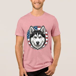 Vintage Husky Patriotic Dog Vector Shirt Design_1