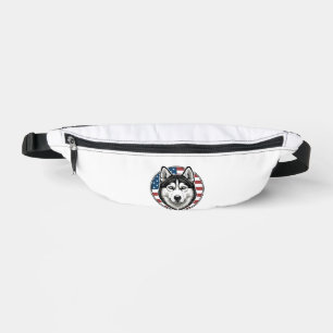 Vintage Husky Patriotic Dog Vector Shirt Design_1 Bum Bags